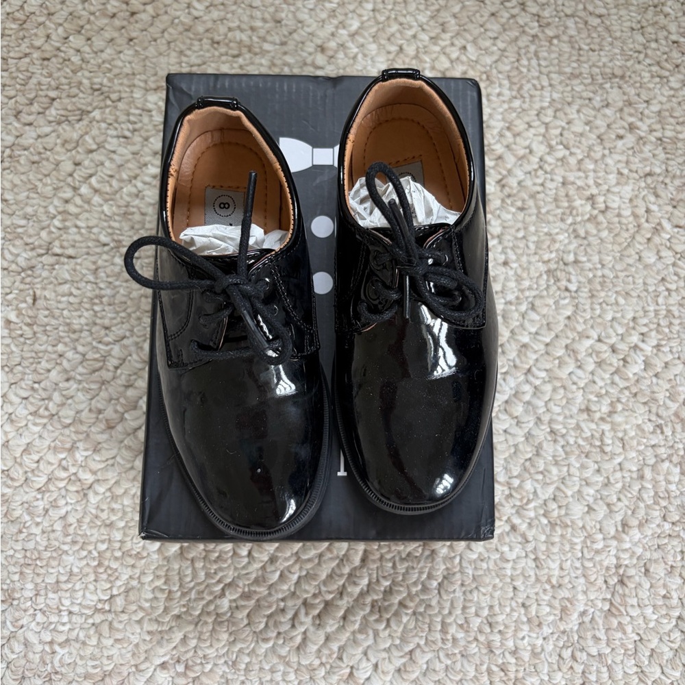 Tip Top kids Black Patent Lace-Up Tuxedo Dress Shoes